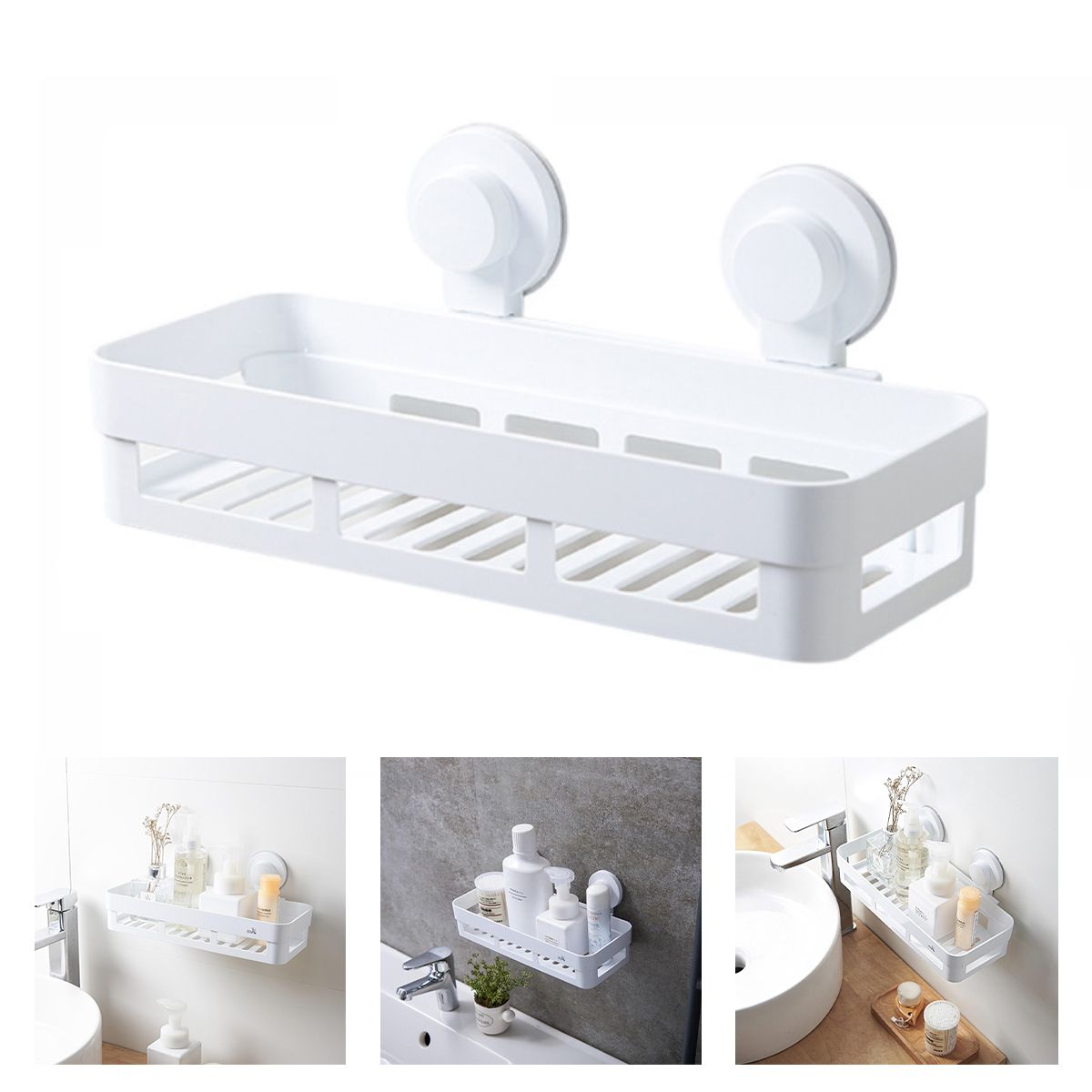 KINDA NICE - Estante De Baño Con Ventosas Sin Taladrar Color Blanco
