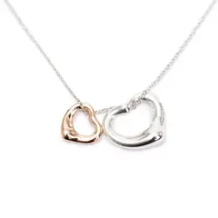LUXURYJOYAS - Collar Corazones Enlazados Bicolor Plata fina S925