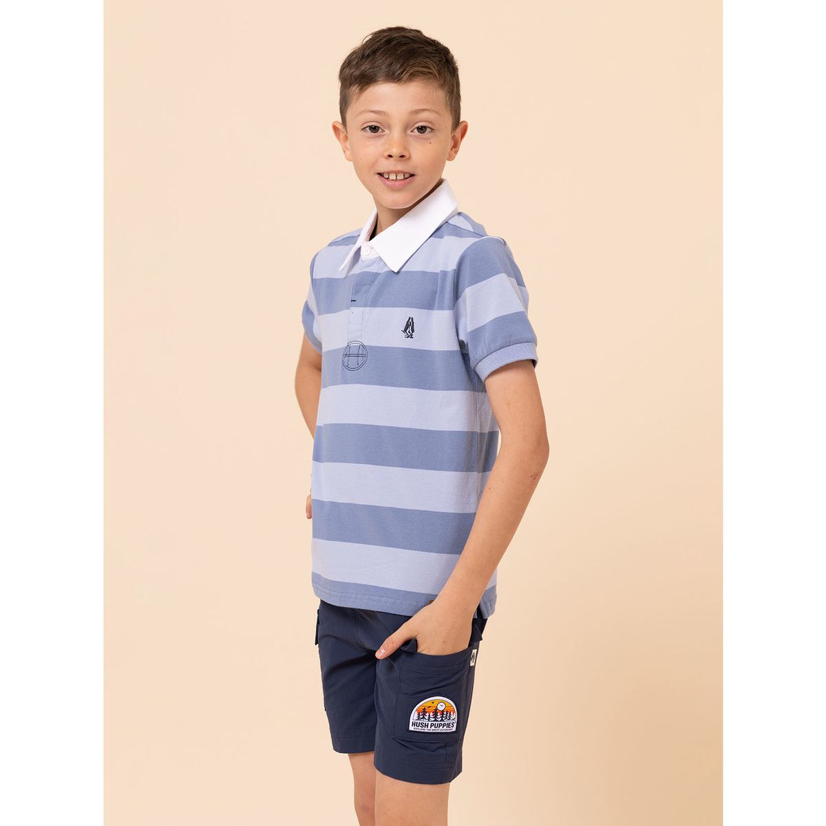 HUSH PUPPIES - Polera Niño Marne Azul HUSH PUPPIES