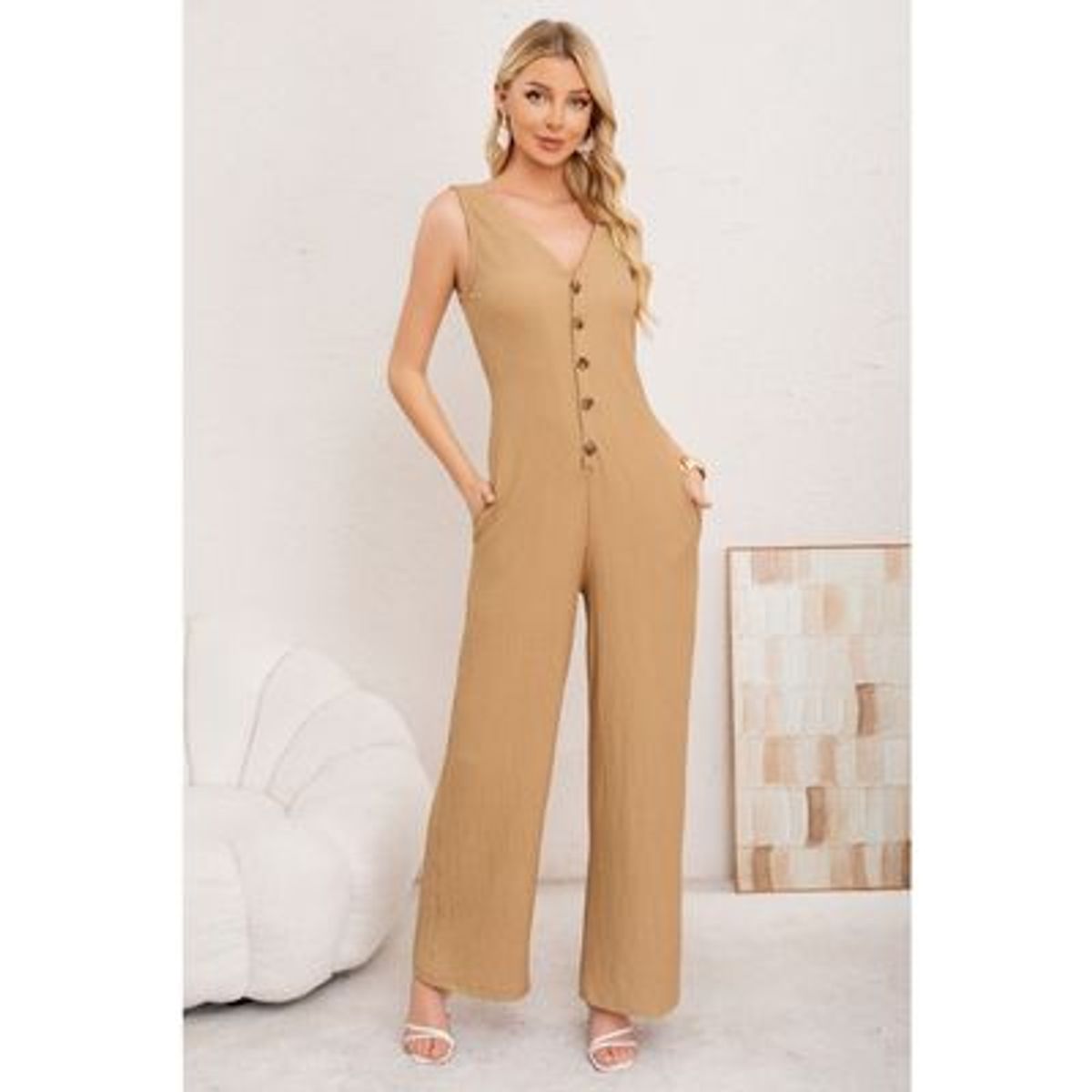 LIKE SHOP - Enterito Premium Largo Primavera Mujer Tela Texturizada Botones 3387