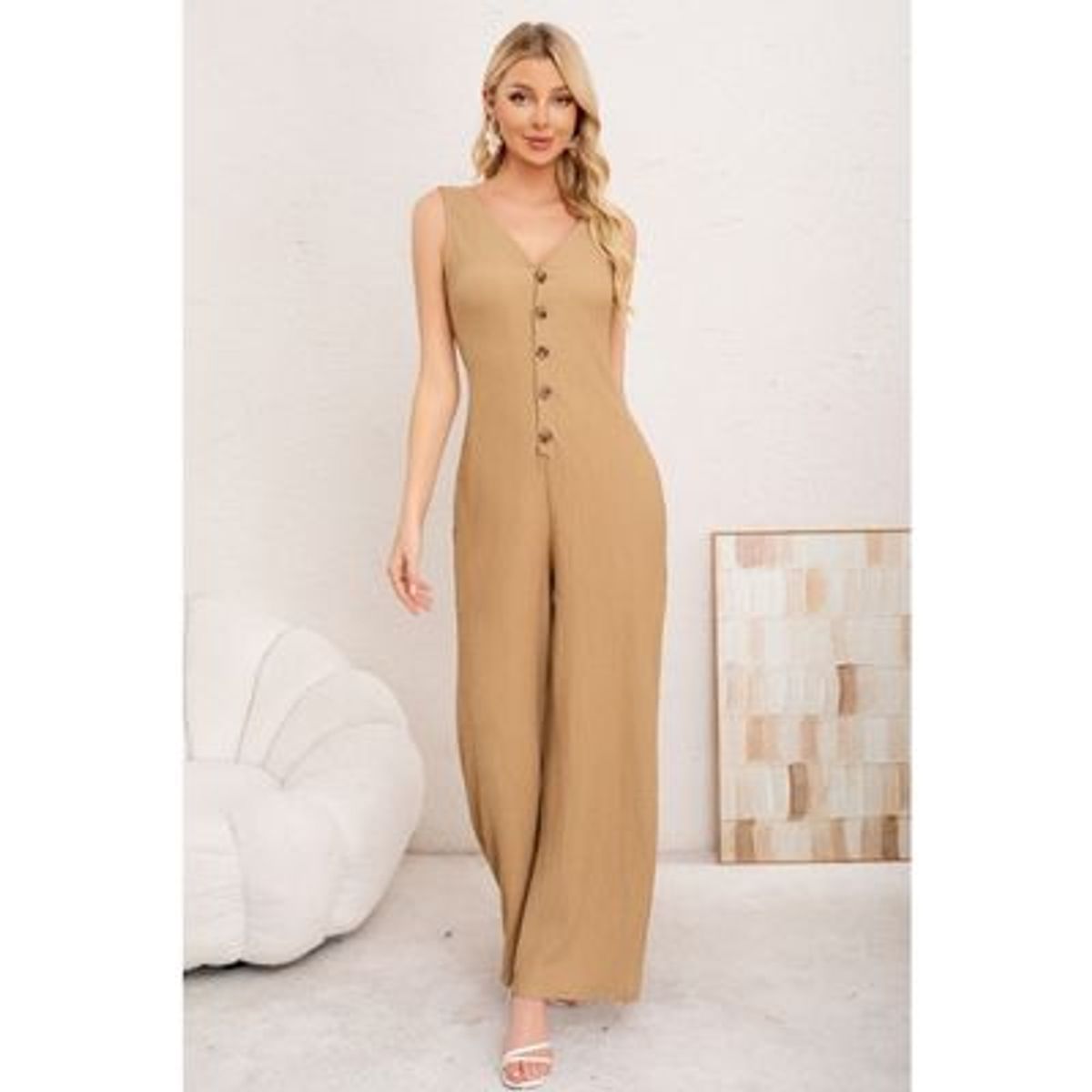 LIKE SHOP - Enterito Premium Largo Primavera Mujer Tela Texturizada Botones 3387