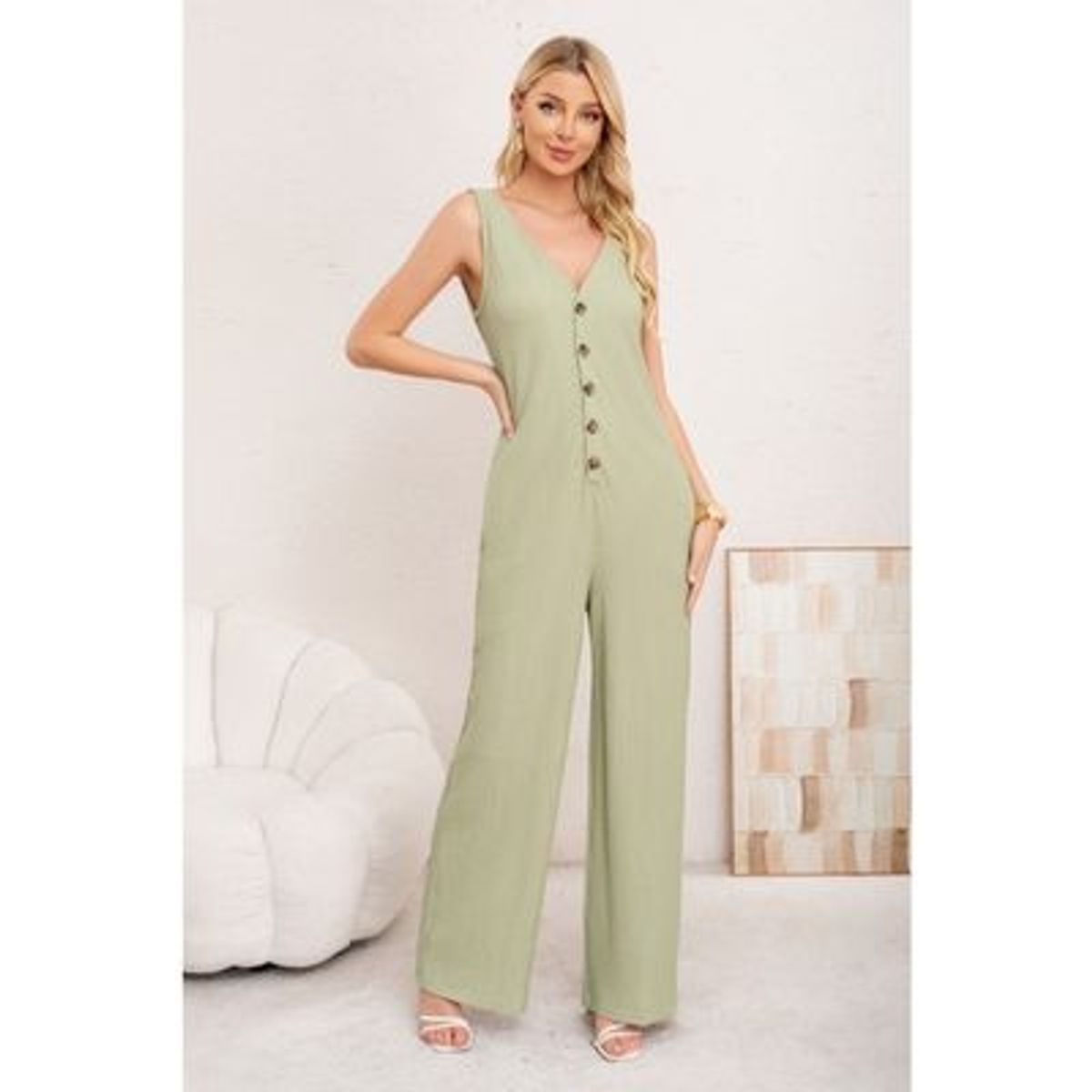 LIKE SHOP - Enterito Premium Largo Primavera Mujer Tela Texturizada Botones 3387