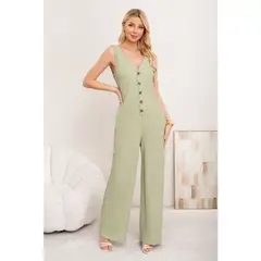 LIKE SHOP - Enterito Premium Largo Primavera Mujer Tela Texturizada Botones 3387