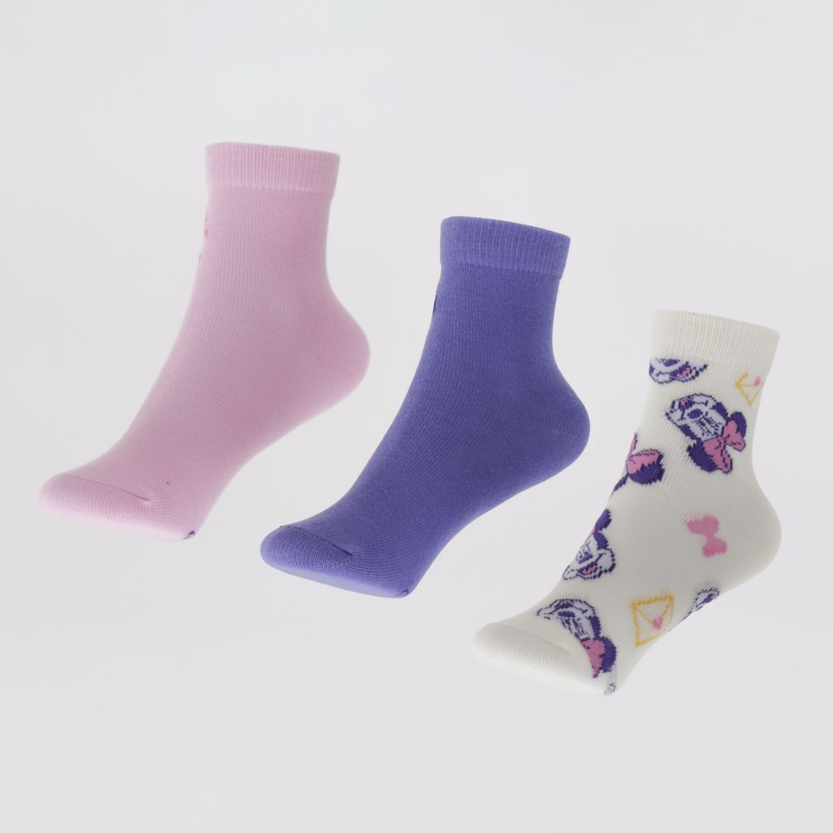 DISNEY - Tripack Calcetines Niña Rosado Full Print Minnie Disney