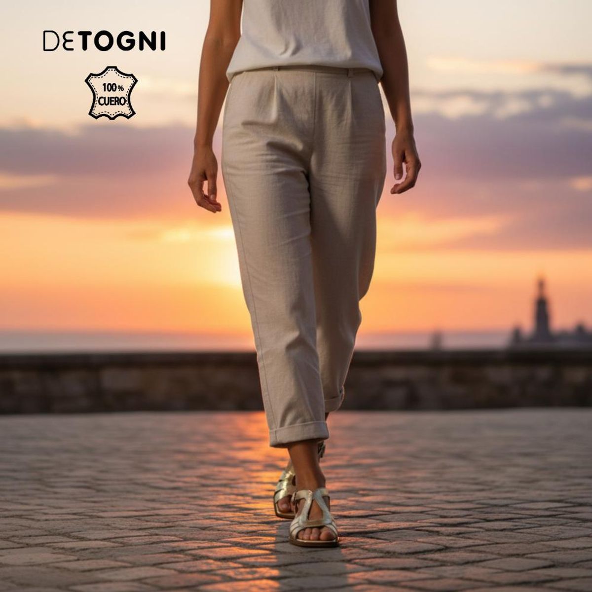 DETOGNI - Sandalia Mujer Dorado Ailen Detogni