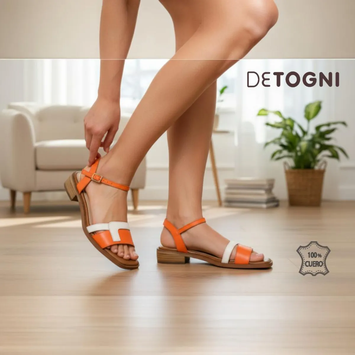 DETOGNI - Sandalia Mujer  Naranja Aurora Detogni