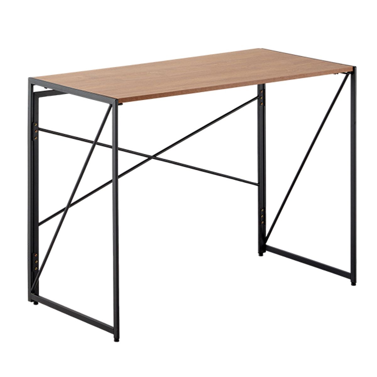 JOYTEK - Mesa Escritorio Plegable de Metal y Madera Roble Oscuro 100x50x75 cm