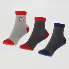 MARVEL - Tripack Calcetines Niño Gris Logos Avengers