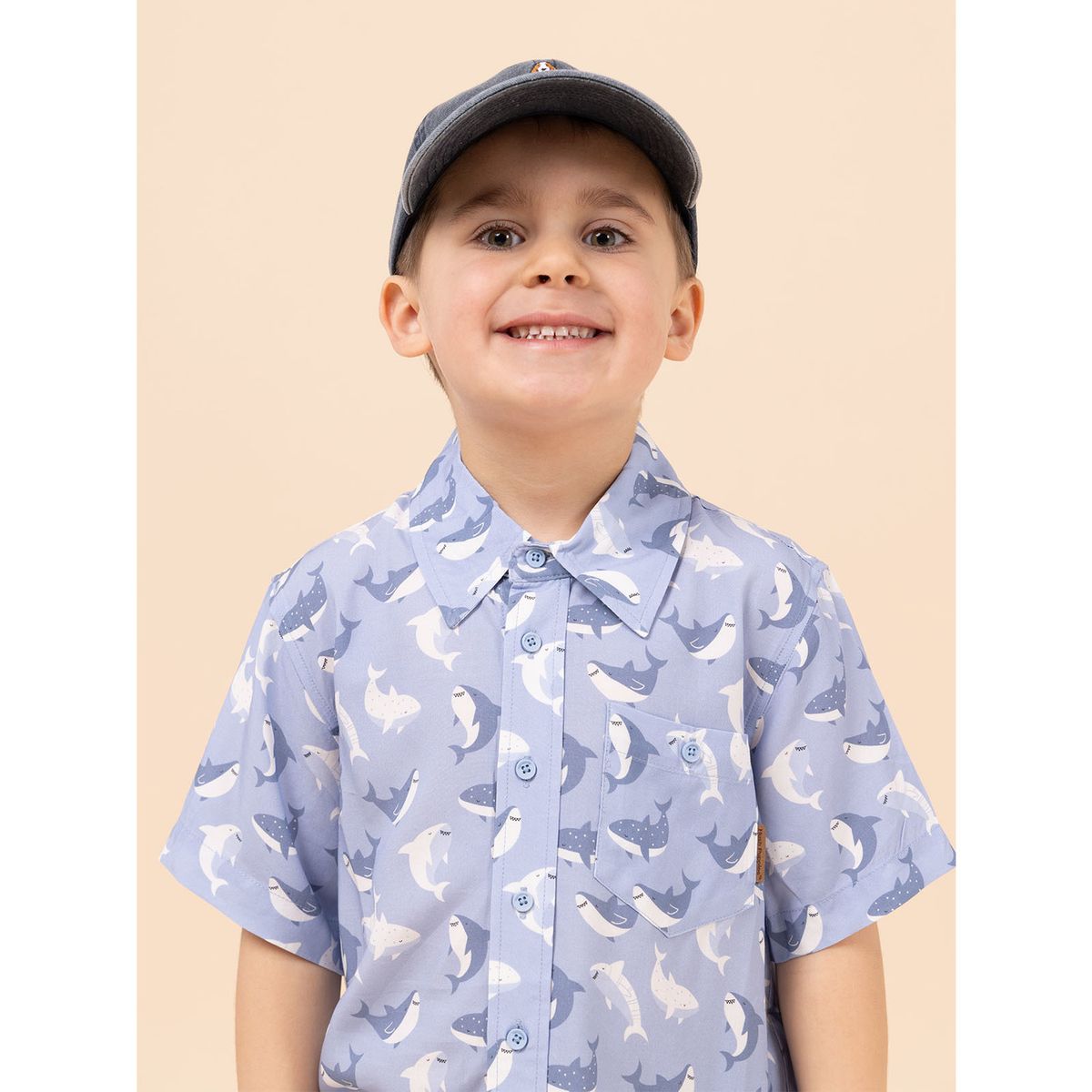 HUSH PUPPIES - Camisa Niño Guayabera Azul HUSH PUPPIES