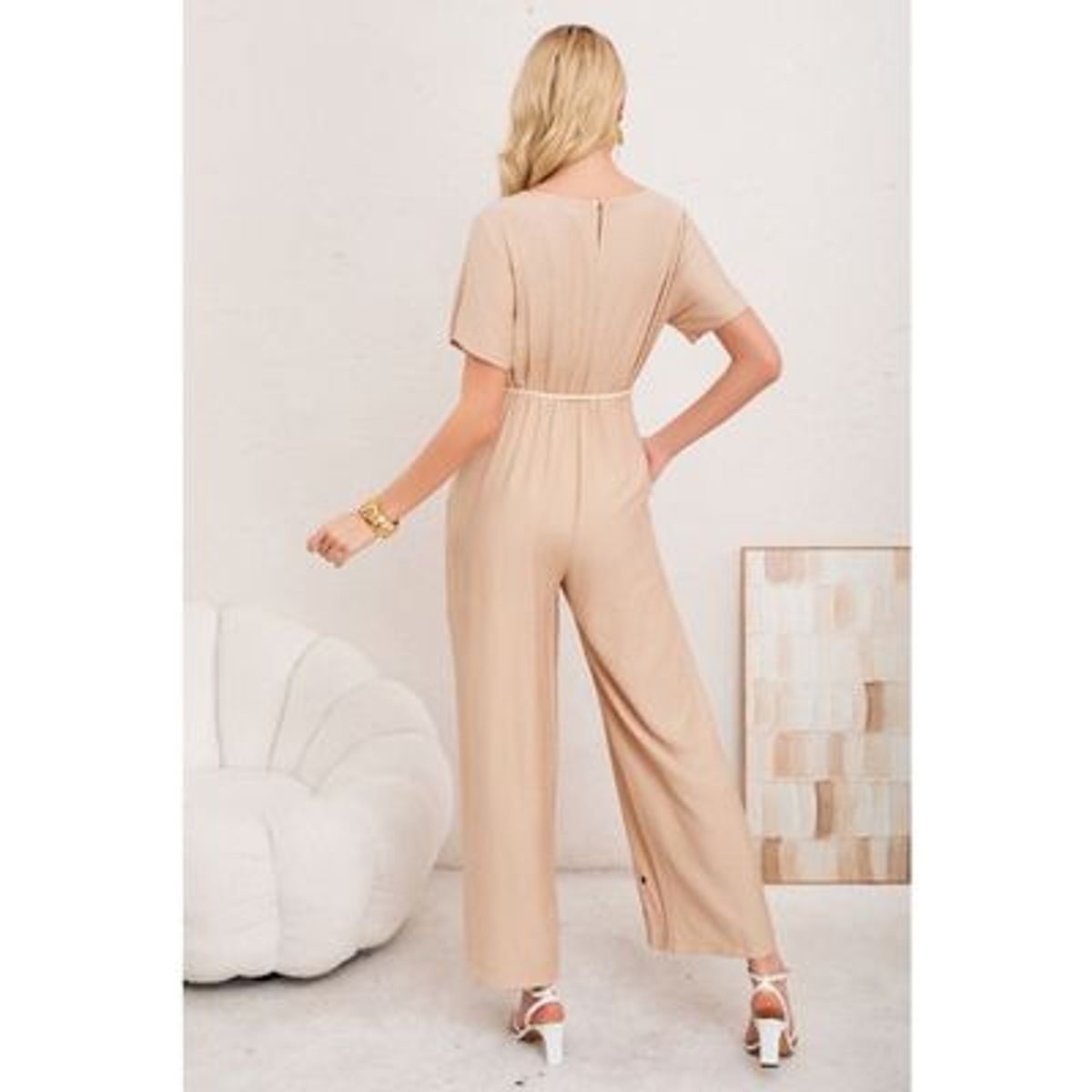 LIKE SHOP - Enterito Mujer Casual Pierna Ancha Bordado Cuello V 3350