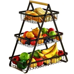 GENERICO - Cesta Organizadora de Frutas y Verduras Multiuso 3 niveles