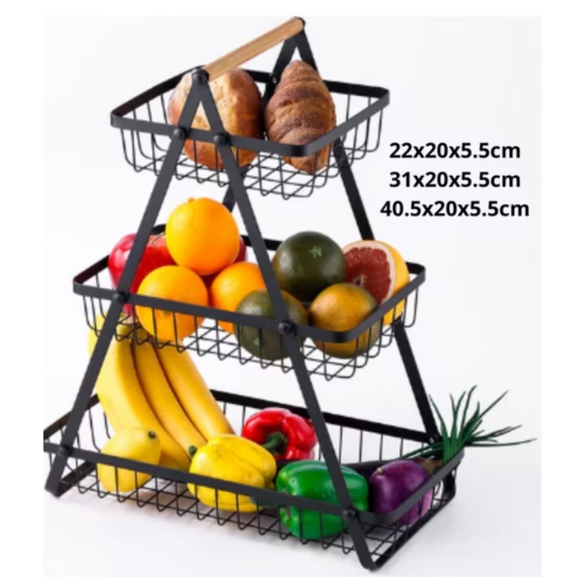GENERICO - Cesta Organizadora de Frutas y Verduras Multiuso 3 niveles