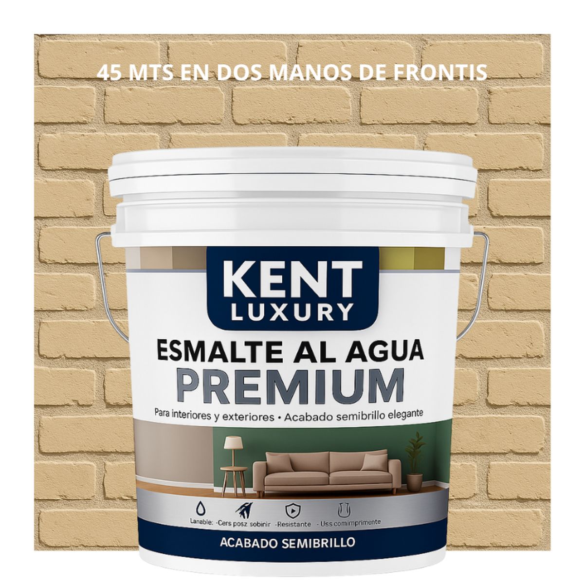 KENT - PINTURA ESMALTE AGUA FACHADAS - SEMIBRILLO - TINETA 10L BEIGE