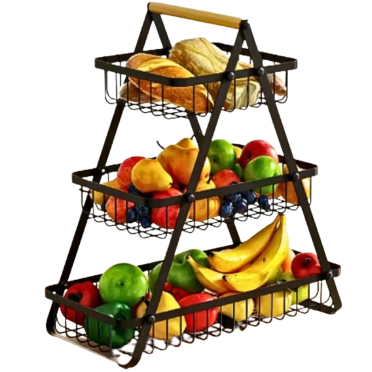 GENERICO - Cesta Organizadora de Frutas y Verduras Multiuso 3 Niveles