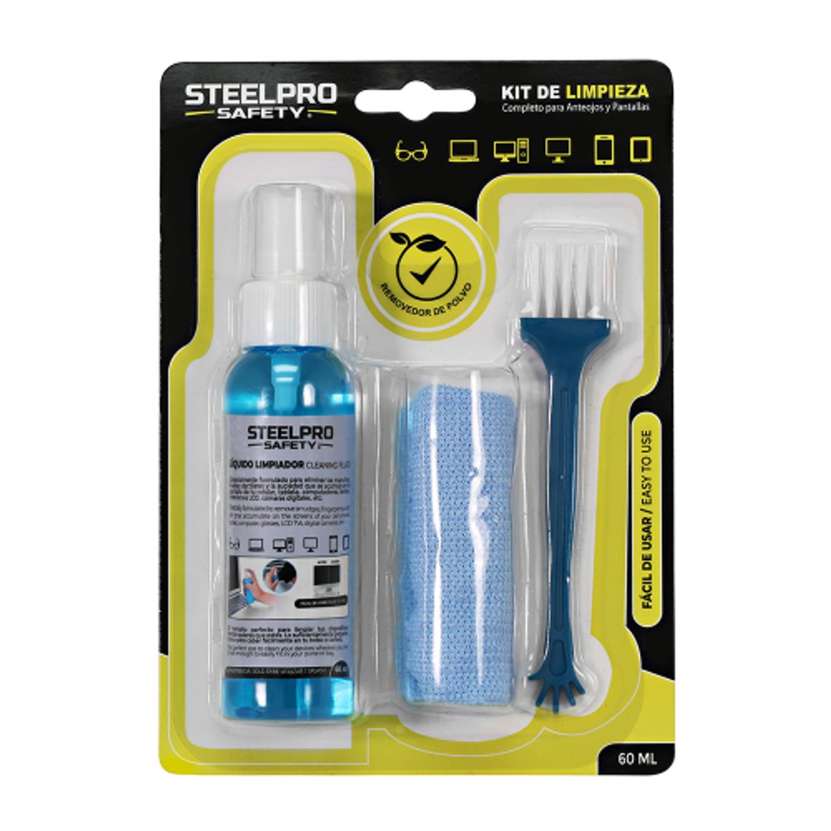 STEELPRO - KIT DE LIMPIEZA PARA LENTES Y PANTALLAS STEELPRO