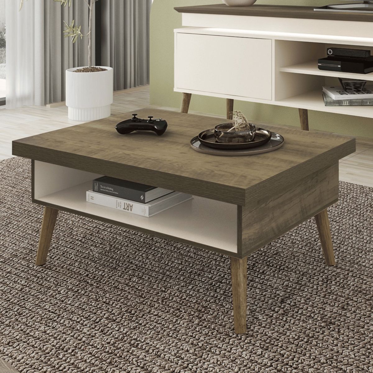 EXIT - Mesa de Centro Rectangular 91x45x59 cm Marrón - Lucca