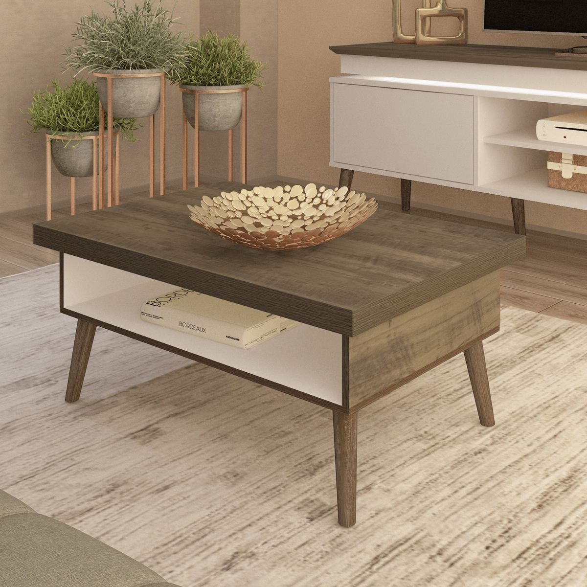 EXIT - Mesa de Centro Rectangular 91x45x59 cm Marrón - Lucca