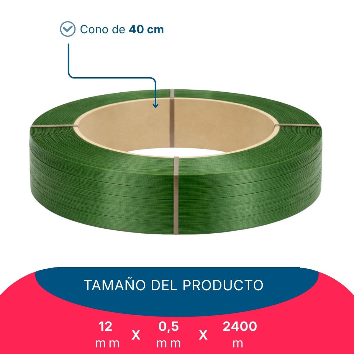 GENERICO - Zuncho Plástico PET 1/2" 12mm*0,5mm*2400m Pack Mayorista 1ud