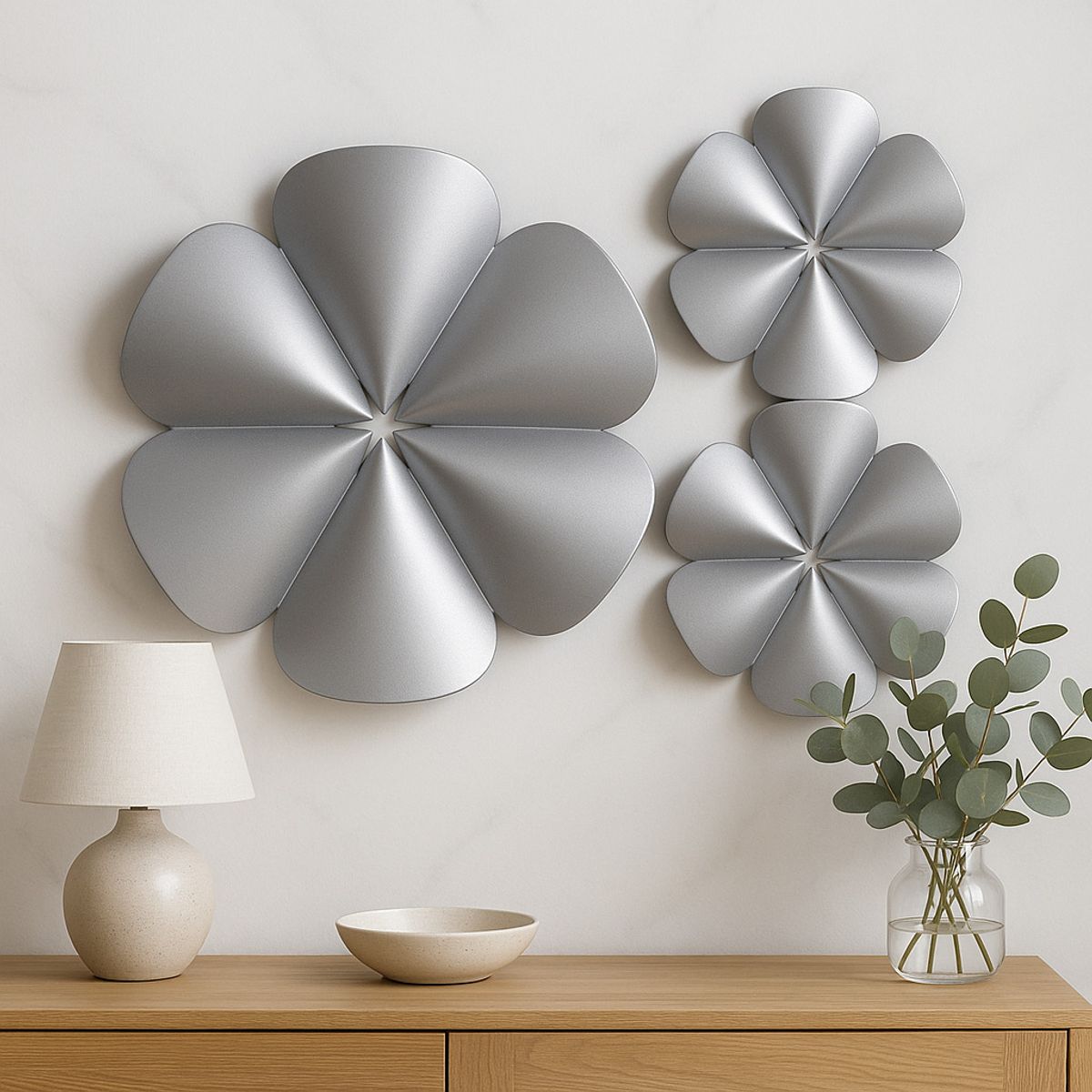 GENERICO - Set De Flores Decorativas De Metal Para Pared