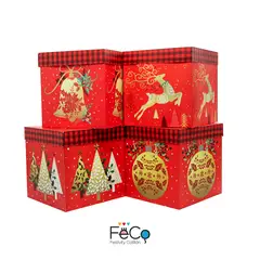 GENERICO - CAJA PLEGABLE GRANDE NAVIDAD CLASSIC 22X22CM X12 UNI