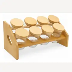 GENERICO - Set 8 Frascos Condimenteros Especiero Con Tapa Bambu Cocina
