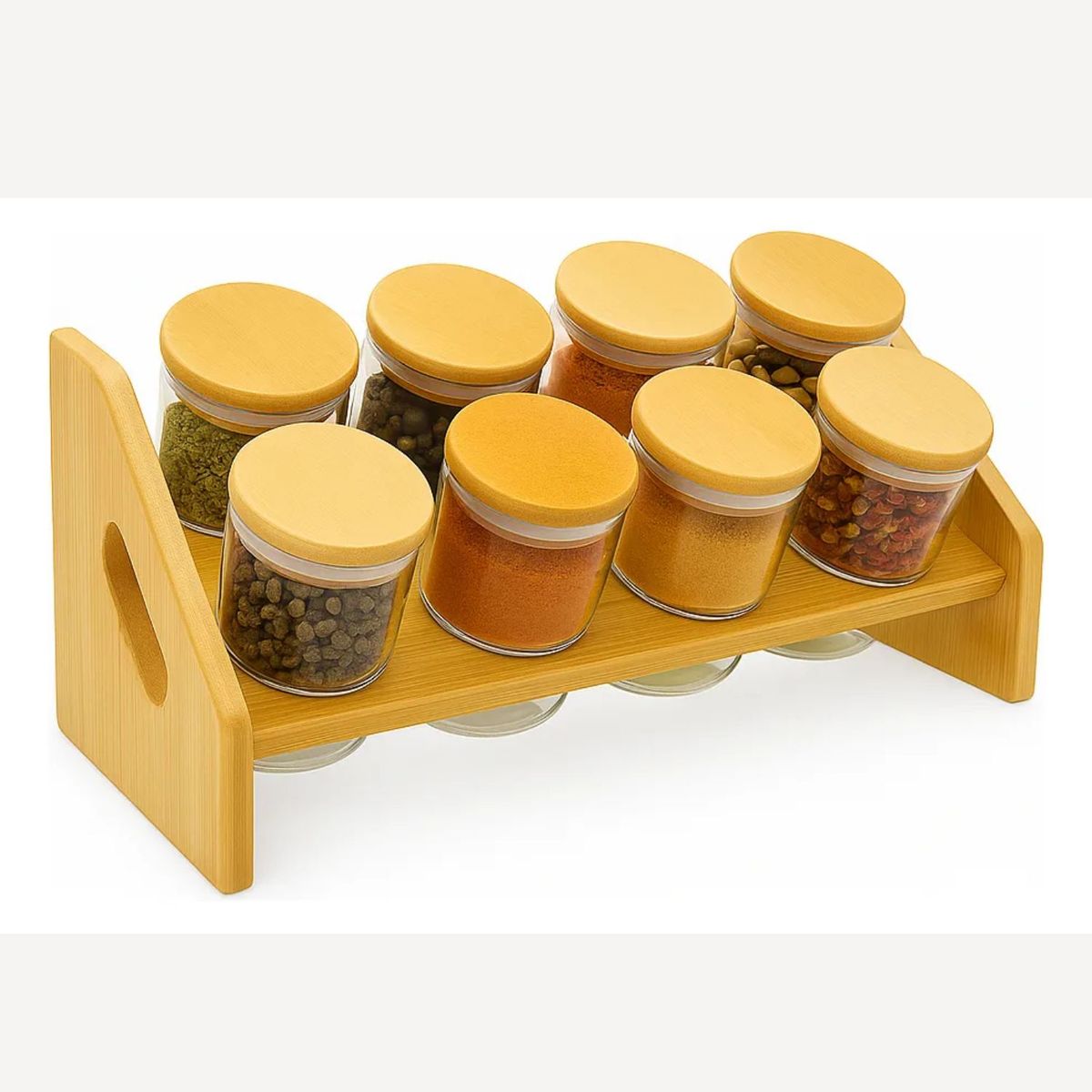 GENERICO - Set 8 Frascos Condimenteros Especiero Con Tapa Bambu Cocina
