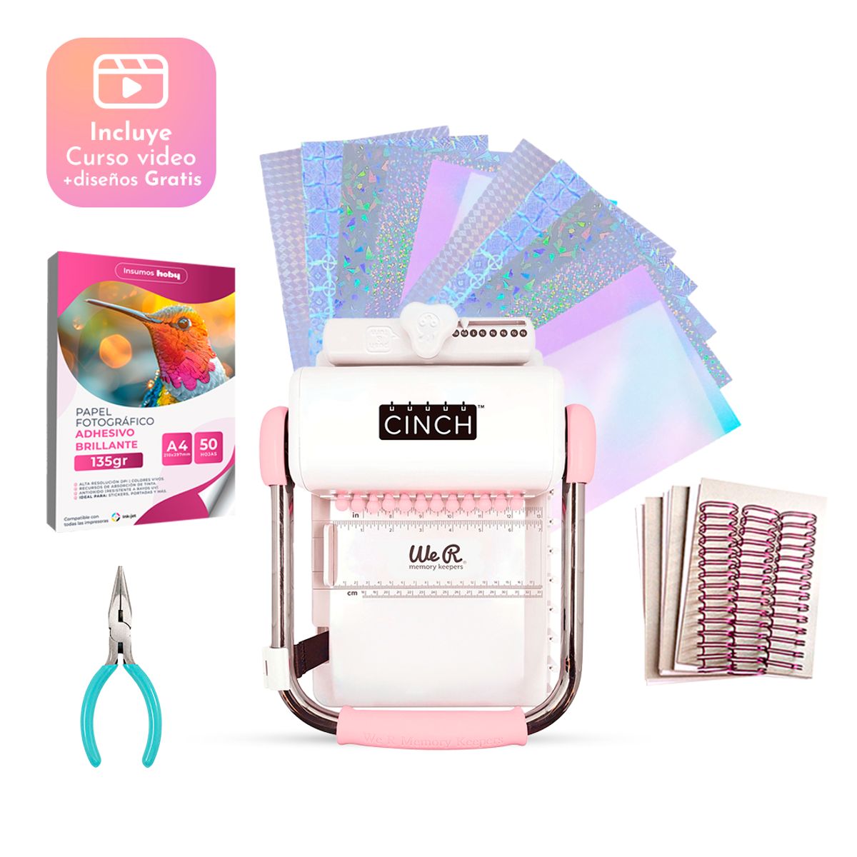 CINCH - Kit de Encuadernadora Cinch rosada inicial