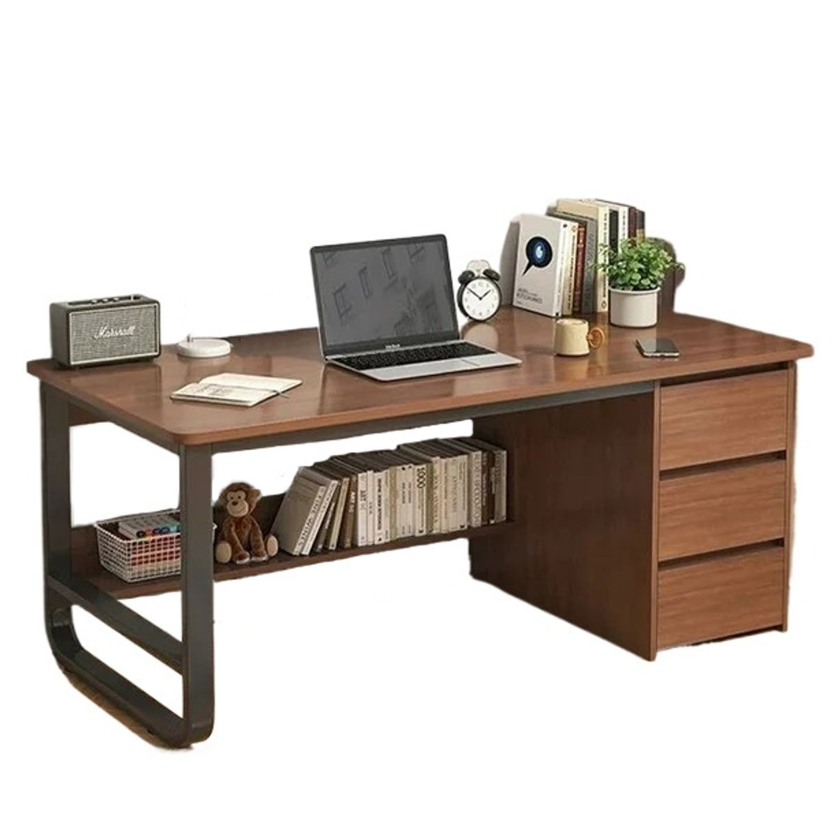 ANYHOGAR - Escritorio Con Cajones Marrón De Madera Para Oficina 100cm