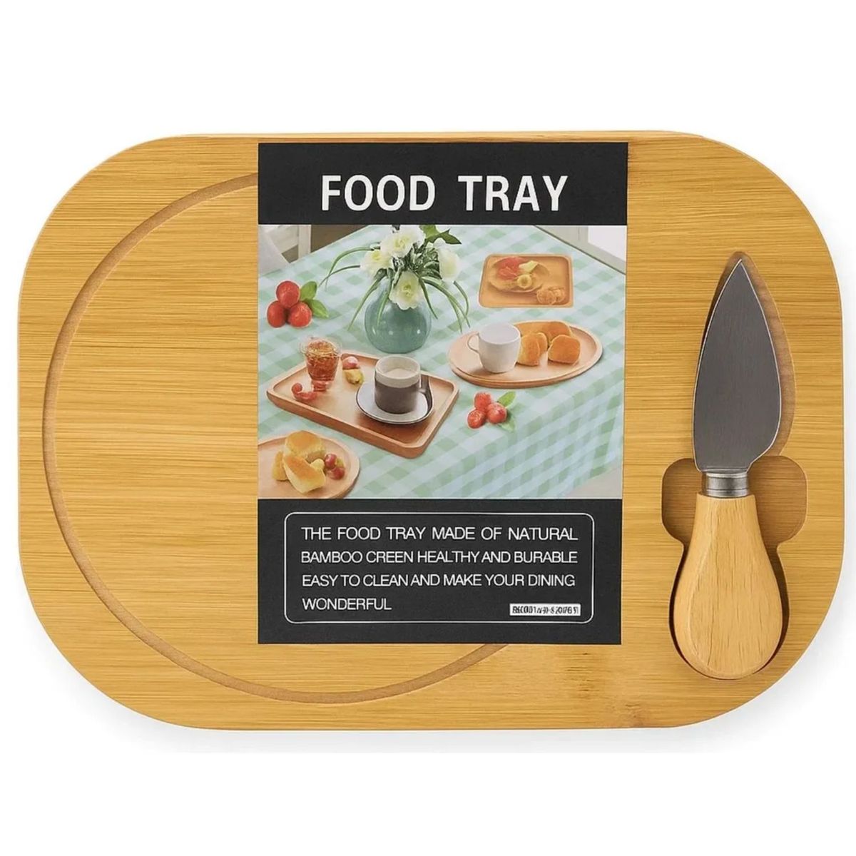 GENERICO - Tabla Quesos Bambú Picoteo Profesional Cuchillo Integrado