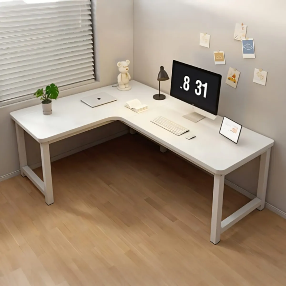 GENERICO - Escritorio en L Oficina Madera y Fierro Moderno 140x100x75