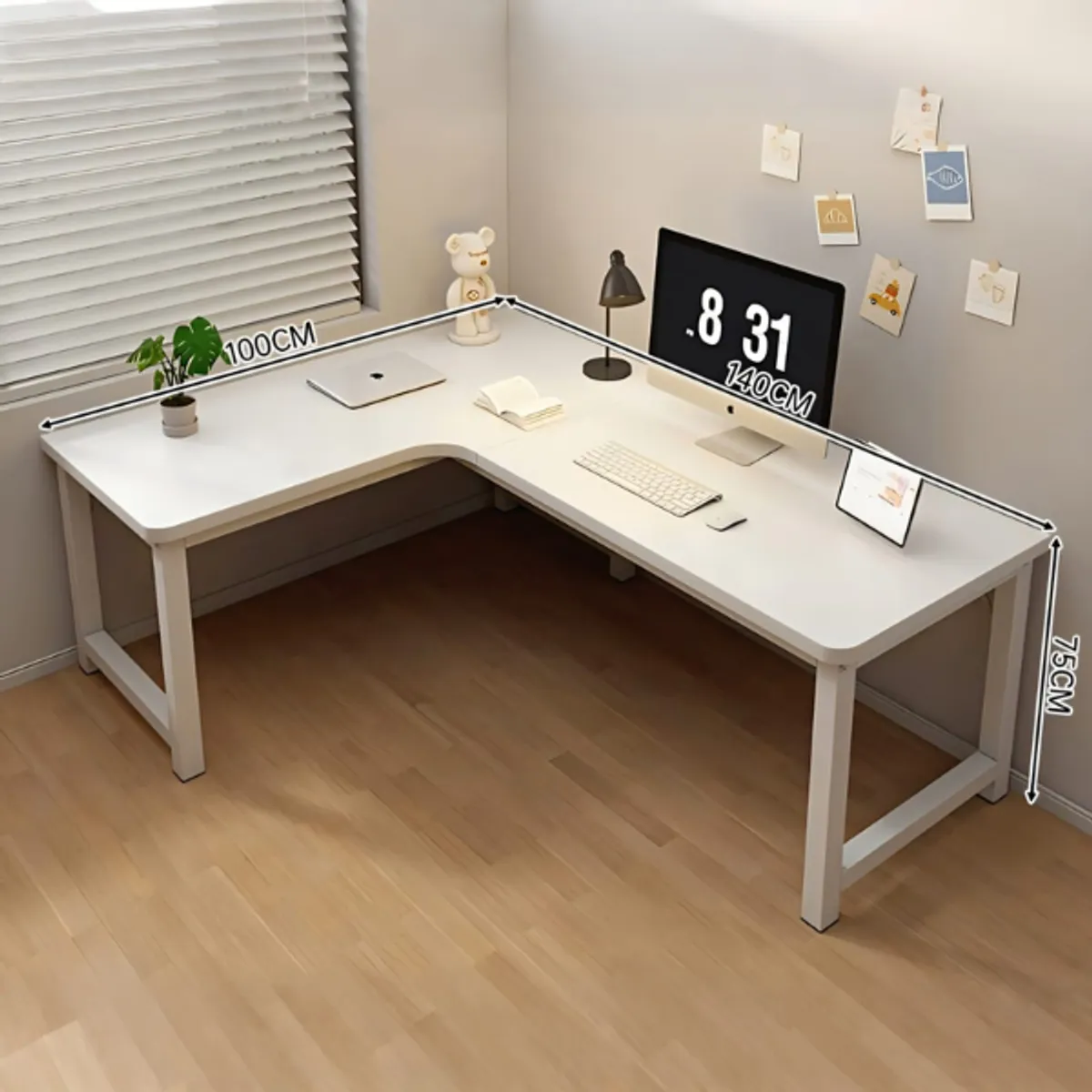 GENERICO - Escritorio en L Oficina Madera y Fierro Moderno 140x100x75