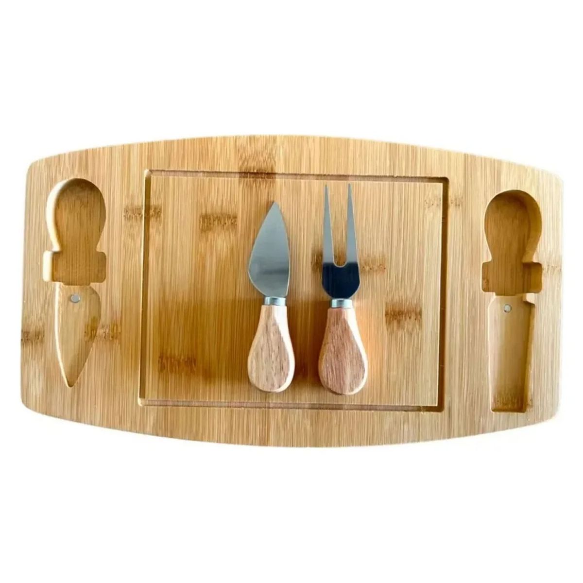 GENERICO - Tabla Picoteo Rectangular Madera Cuchillos Integrados