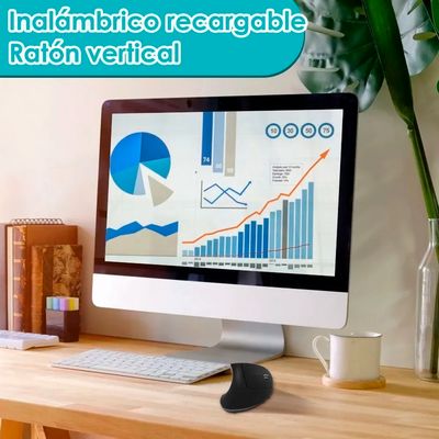 Imagen 2 del producto Mouse Vertical Inalámbrico Ergonómico Conectado Batería Negro