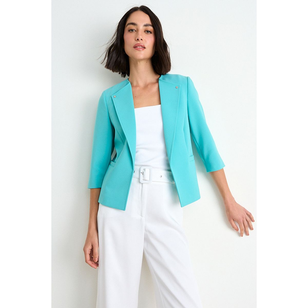 ASH - Blazer Liso Con Solapa Mujer Verde Cata Ash
