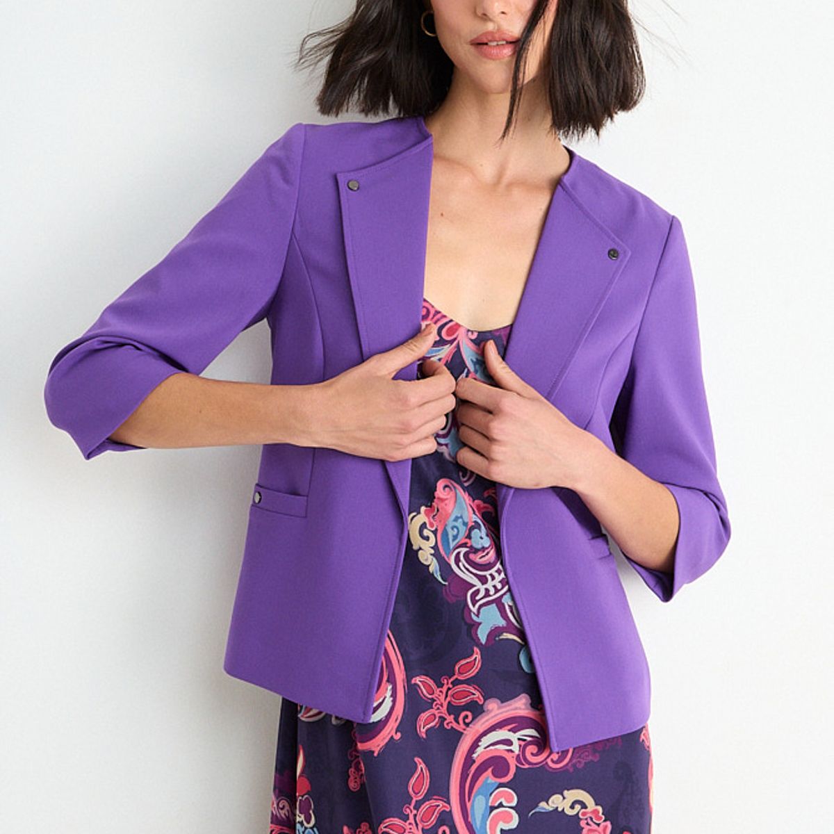 ASH - Blazer Liso Con Solapa Mujer Morado Ash