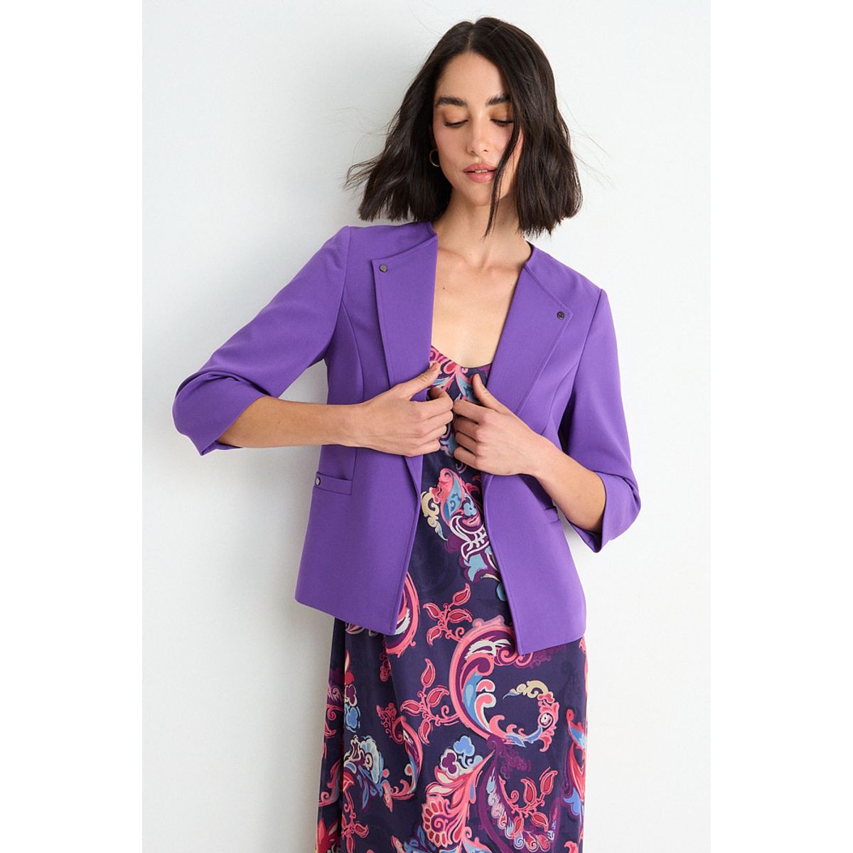 ASH - Blazer Liso Con Solapa Mujer Morado Ash