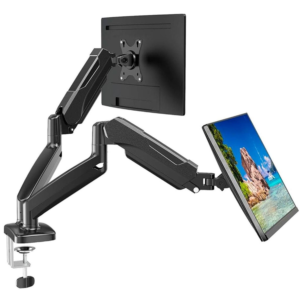 HOMEBRANDT - Soporte Doble Monitor A Gas Brazo Articulado De 17 A 32 Pulgadas