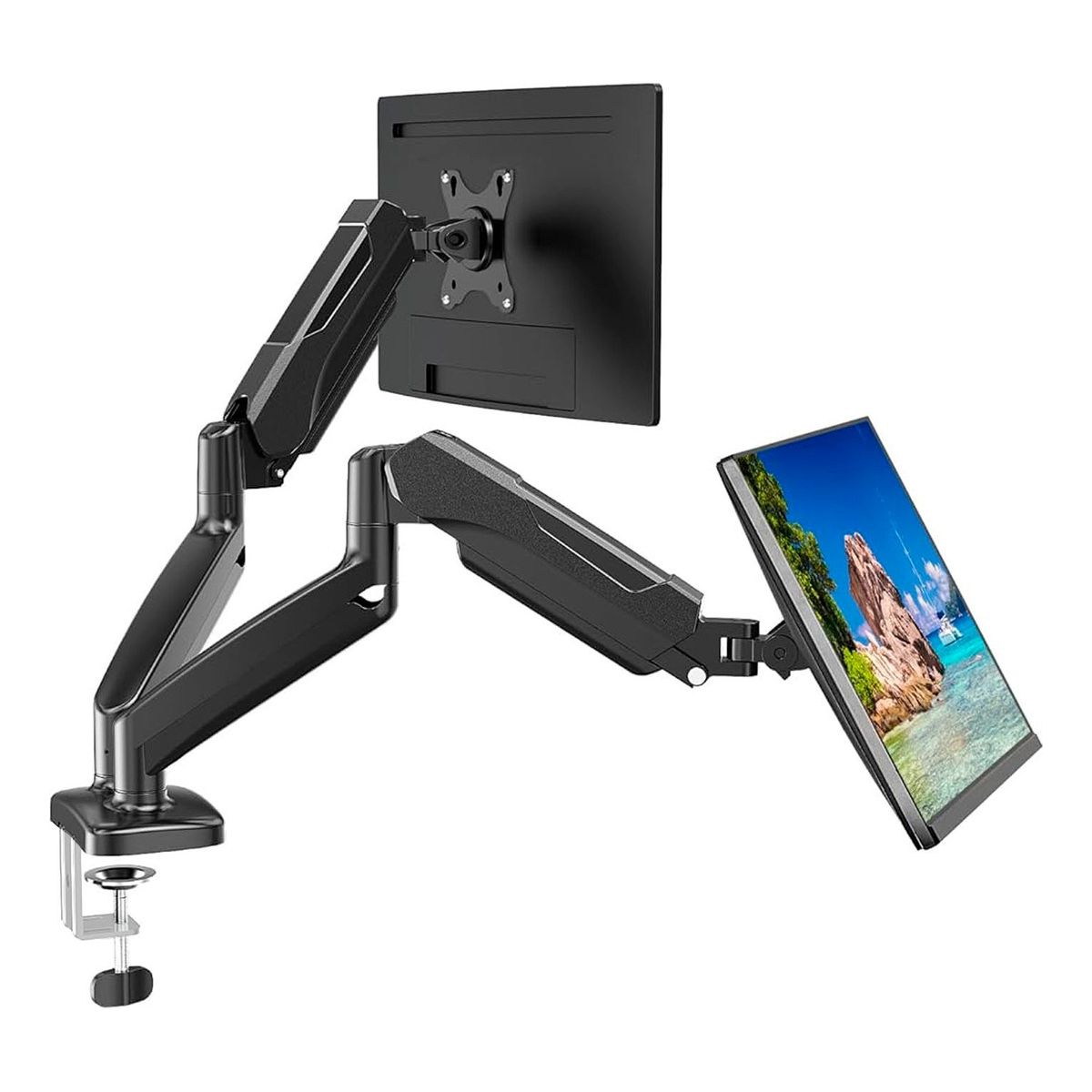 HOMEBRANDT - Soporte Doble Monitor A Gas Brazo Articulado De 17 A 32 Pulgadas