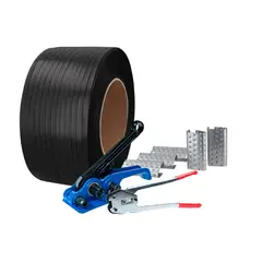GENERICO - Zuncho Plástico PP 1/2" 12mm*0,8mm*2.500m + Kit Enzunchador - Negro - Tamano unico