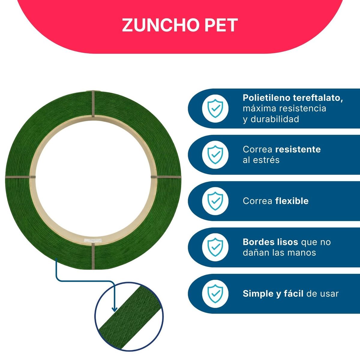 Zuncho Plástico PET 1/2" 12mm*0,5mm*2.400m + Kit Enzunchador, marca GENERICO - Foto 2