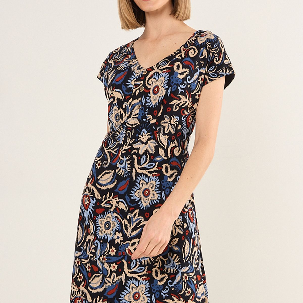 MA GRIFFE - Vestido Escote En V Mujer Azul Magriffe