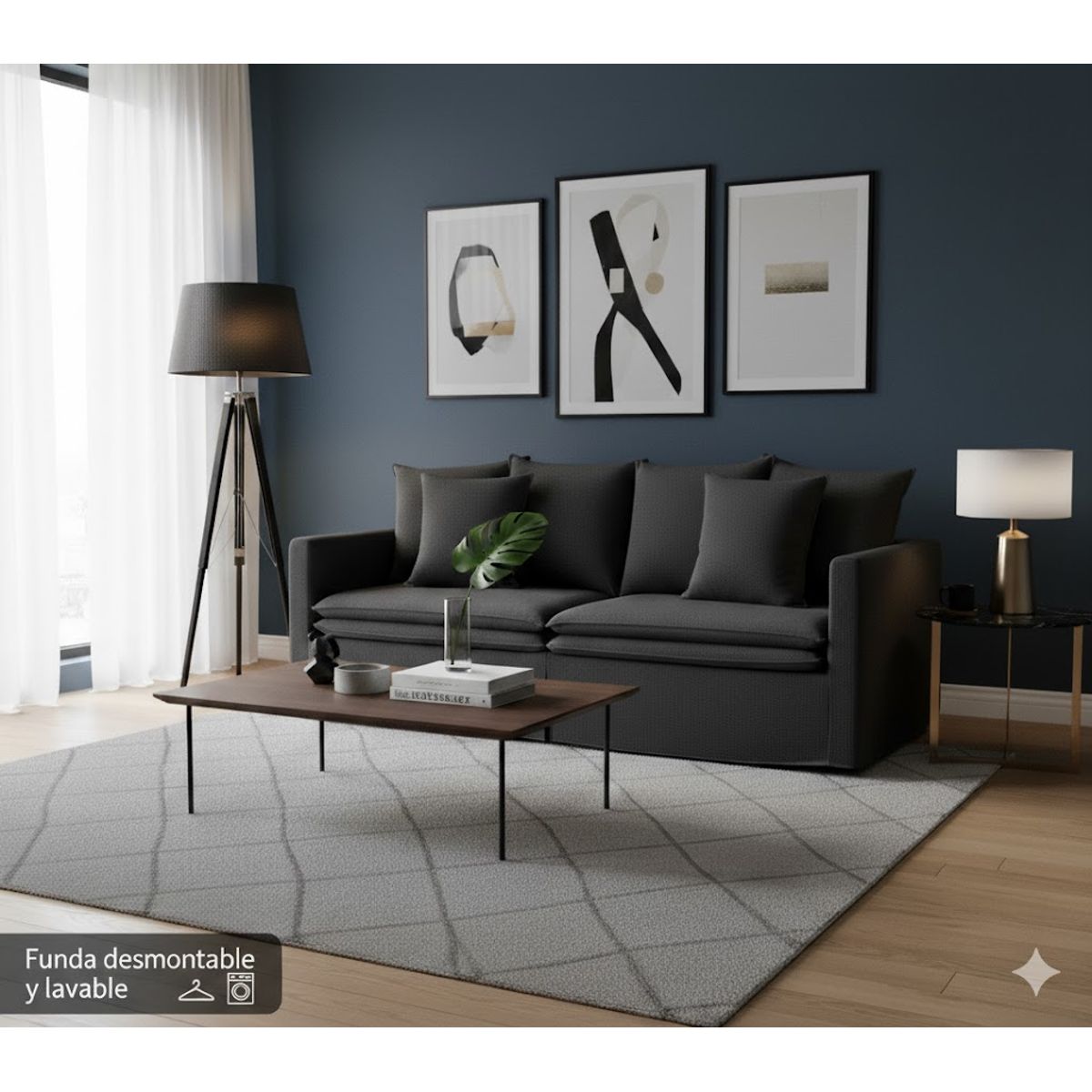 MUNDO LIVING - Sofa 3 cuerpos Anakena Marengo con fundas desmontables lavables