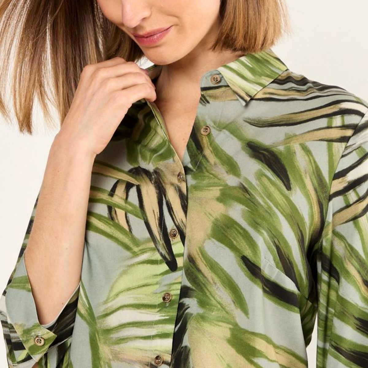 MA GRIFFE - Blusa Viscosa Estampada Mujer Verde Oliva Magriffe