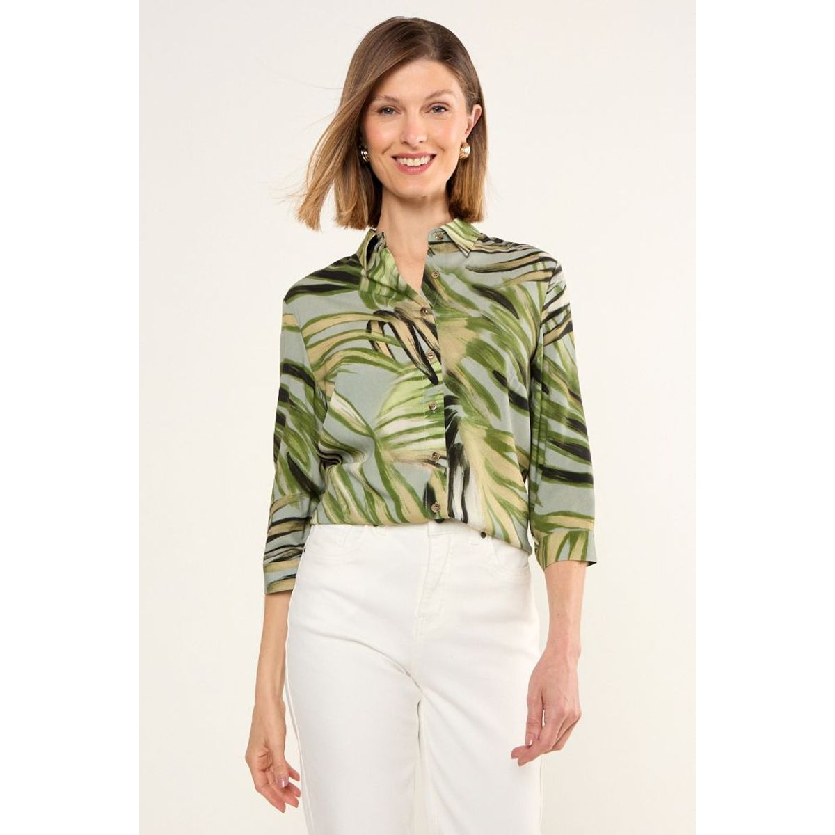 MA GRIFFE - Blusa Viscosa Estampada Mujer Verde Oliva Magriffe