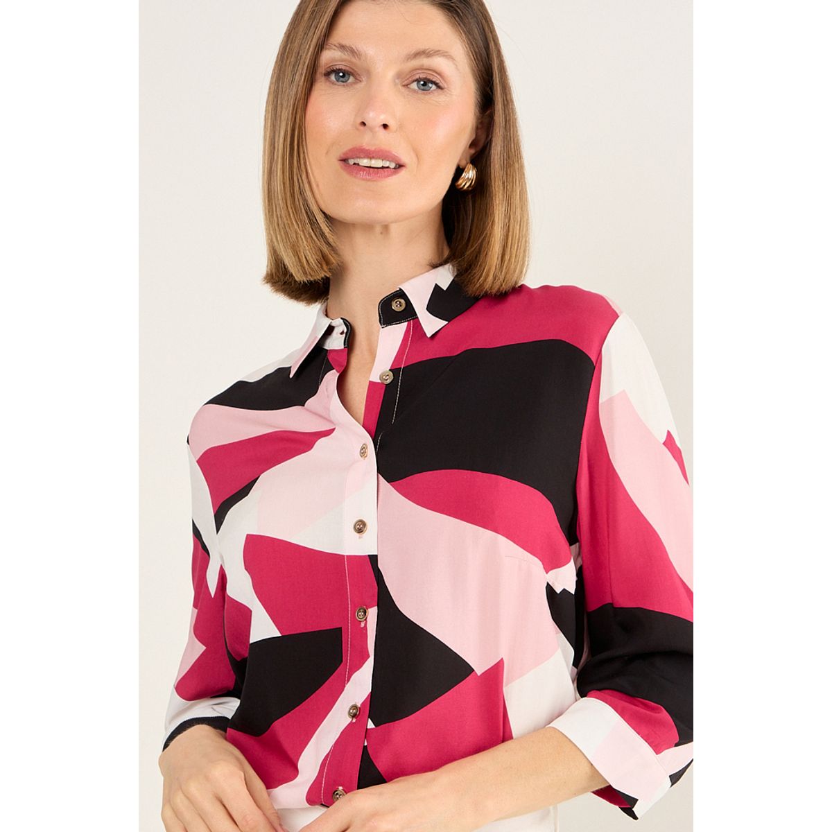 MA GRIFFE - Blusa Viscosa Estamapada Mujer Fucsia Magriffe