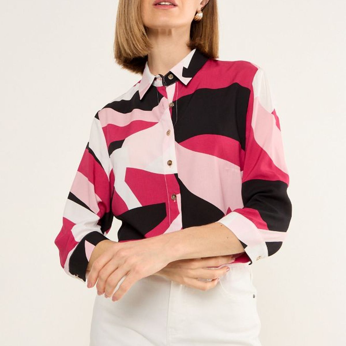 MA GRIFFE - Blusa Viscosa Estamapada Mujer Fucsia Magriffe