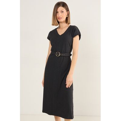Imagen 1 del producto Vestido Rib Con Cinturon Mujer Negro Magriffe
