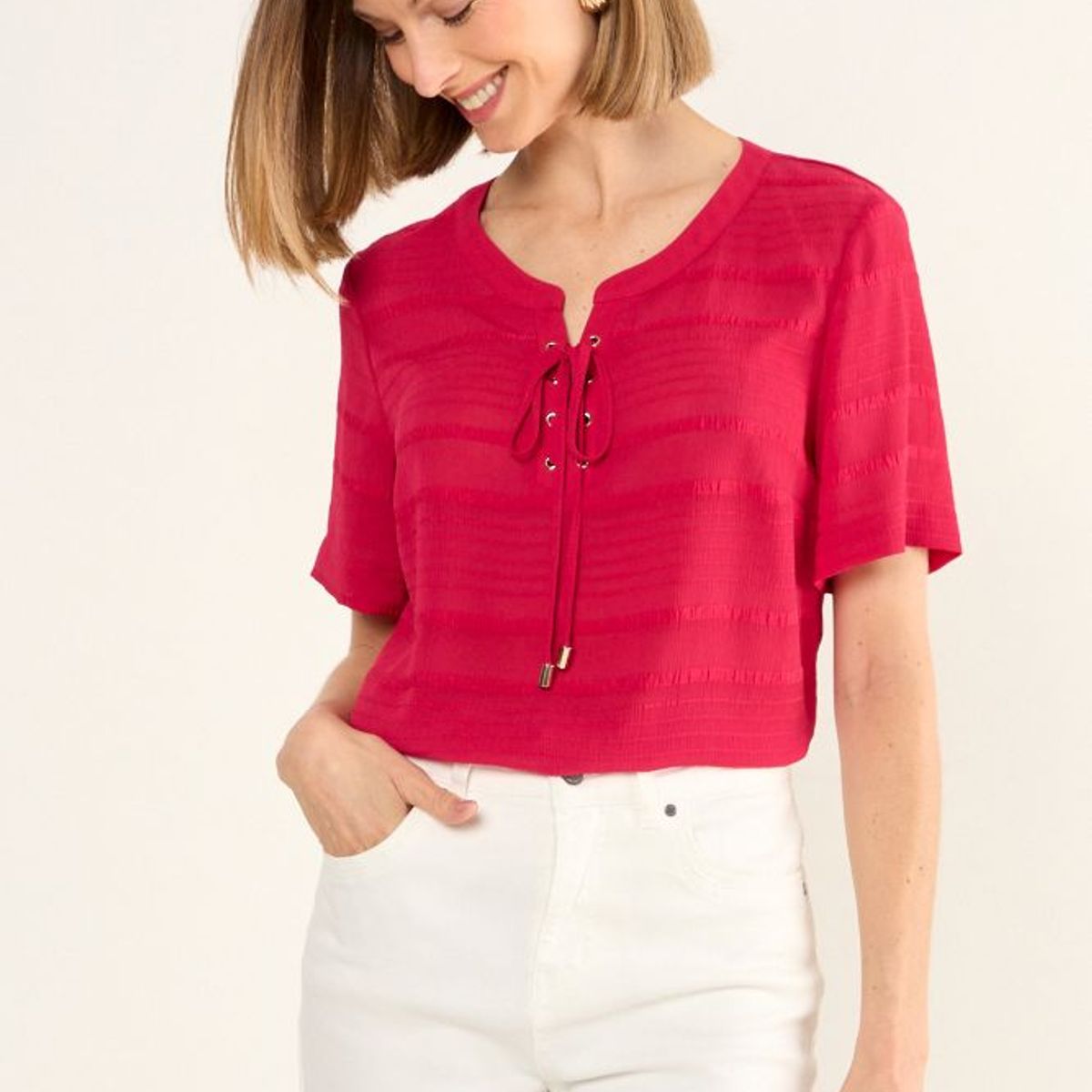 MA GRIFFE - Blusa Textura Mujer Fucsia Magriffe