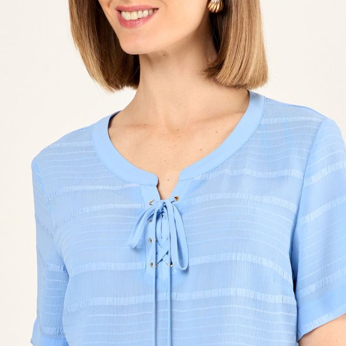 MA GRIFFE - Blusa Textura Mujer Celeste Magriffe