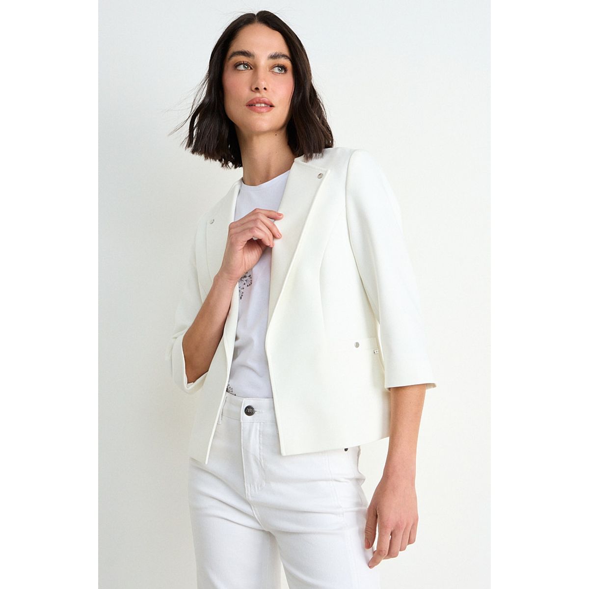 ASH - Blazer Liso Con Solapa Mujer Crudo Ash